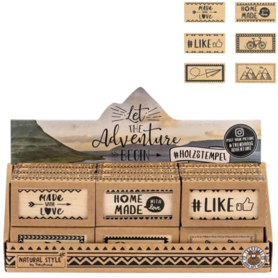 Stempel „Lass das Abenteuer beginnen“ 6 cm 6-fach sortiert | 36 Stück
