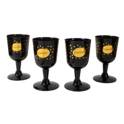 Senza Weingläser schwarz goldfarben 140 ml 4 Stück | 24 Stück