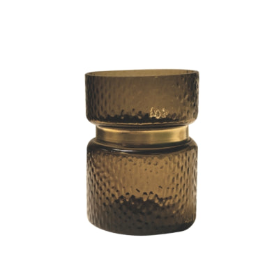 Ptmd Vase Quilio gerade Glas braun 16 cm | 4 Stück