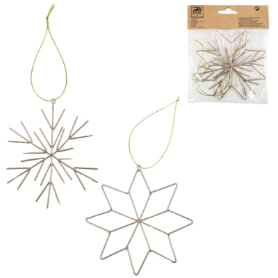 Weihnachtsanhänger Schneeflocke Metall Champagnerfarben 11,5 cm 2er Set | 48 Stück