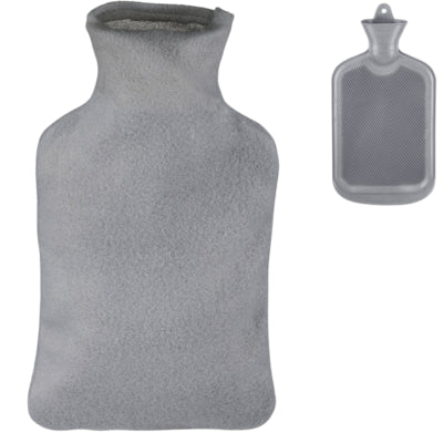 Relaxdays Wärmflasche mit Bezug grau 1,5 l | 12 Stück