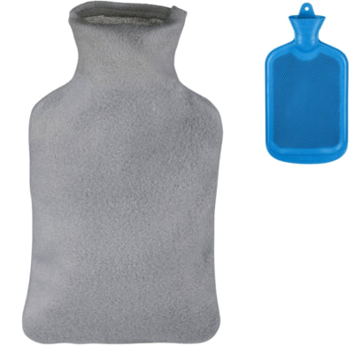 Relaxdays Wärmflasche mit Bezug blaugrau 1,5 l | 12 Stück