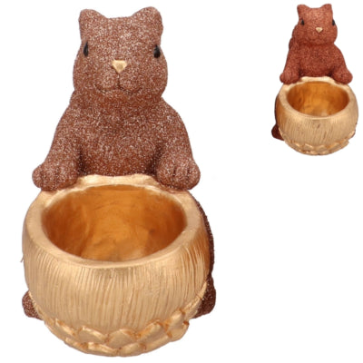 Daan Bugholzschale Jingle Eichhörnchen sitzend nackt kupferfarben 22 cm 2 sortiert | 6 Stück