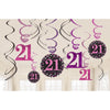 Amscan Spiralanhänger Happy Birthday 21 Jahre 61 cm 12er Set | 48 Stück
