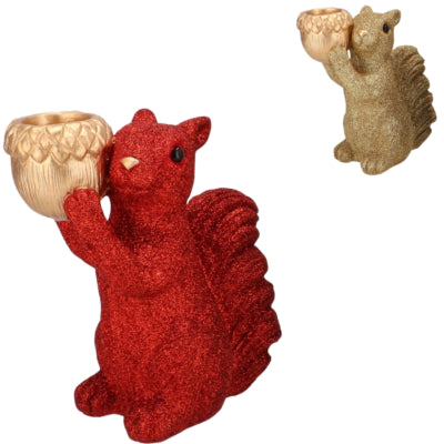 Daan Bugholzschale Jingle Eichhörnchen stehend rot goldfarben 16 cm 2 sortiert | 6 Stück