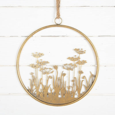Wanddekoration Blumen Ring Metall goldfarben 41 cm | 12 Stück
