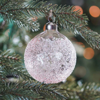 Ngk Weihnachtskugel Luxus Glas gesprenkelt rosa 10 cm | 12 Stück