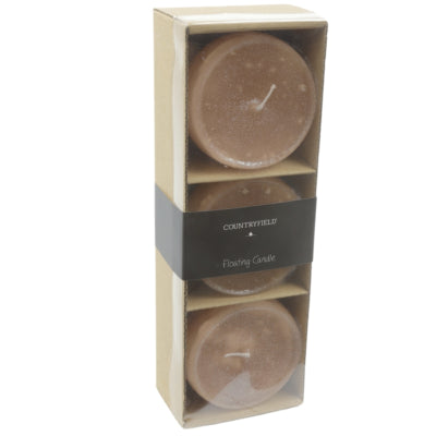 Countryfield Schwimmkerze Bollie Beige 7 x 5 cm 3er-Set | 12 Stück