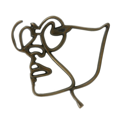 Leichte Wohnwanddekoration Gesicht antik bronzefarben 35 cm | 6 Stück