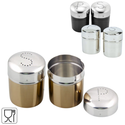 Salz- und Pfefferstreuer Edelstahl 7 cm 3 sortiert 2er-Set | 24 Stück