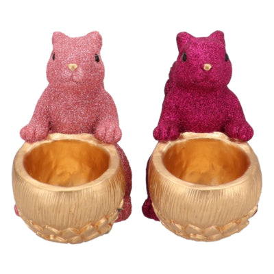Daan Bugholzschale Jingle Eichhörnchen sitzend rosa 22 cm 2 sortiert | 6 Stück