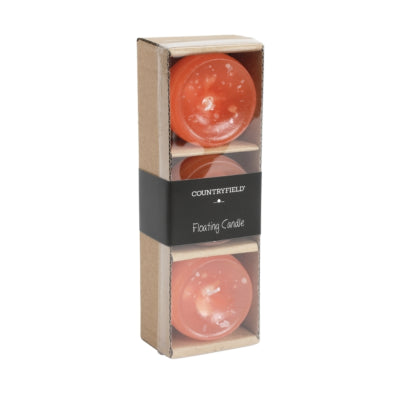 Countryfield Schwimmkerze Bollie Orange 5 cm 3er-Set | 24 Stück