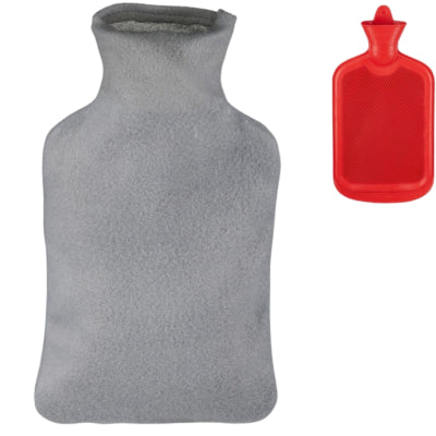 Relaxdays Wärmflasche mit Bezug rot grau 1,5 l | 12 Stück