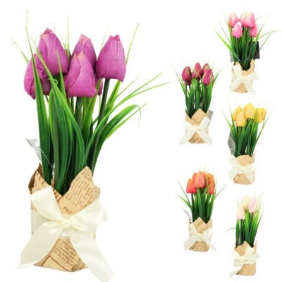 Kunstblumen Tulpen in Geschenkverpackung 23 cm 6-fach sortiert | 36 Stück