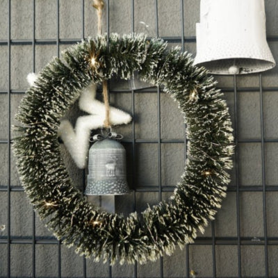 Weihnachtskranz LED auf Batterieschnee 40 cm | 10 Stück