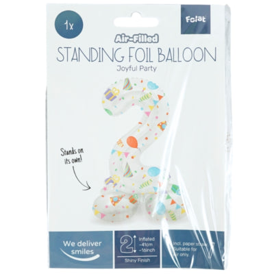 Folat Folienballon stehend 3 fröhliche Party 41 cm | 20 Stück