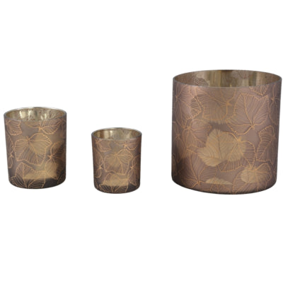 Ptmd Teelichthalter Magali Glas braun 10 cm | 6 Stück