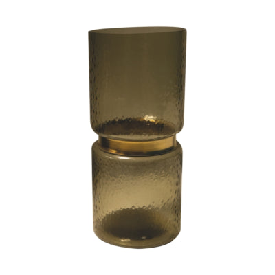 Ptmd Vase Quilio gerade Glas braun 27 cm | 4 Stück