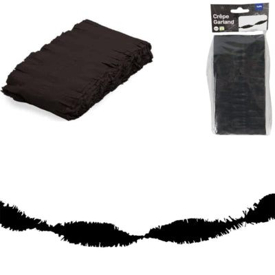 Folat Twist Girlande Krepppapier schwarz 6 Meter | 24 Stück