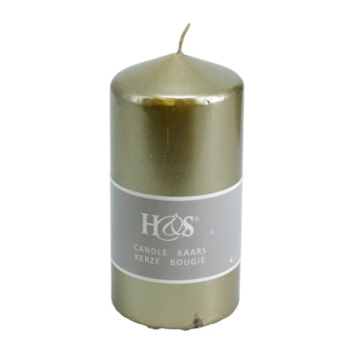 H S Stumpenkerze goldfarben 7 x 14 cm | 24 Stück