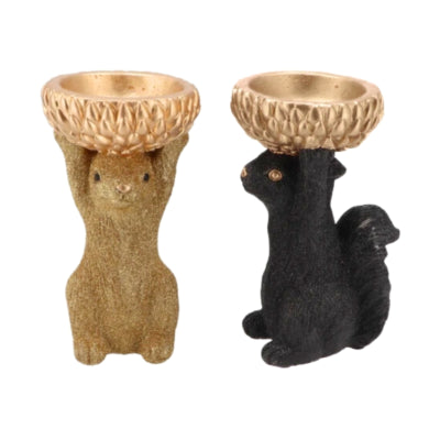 Daan Bugholzschale Jingle Eichhörnchen schwarz goldfarben 17 cm 2 sortiert | 8 Stück