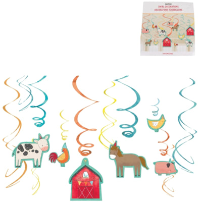 Amscan Spiralanhänger Barnyard 61 cm 12er-Set | 20 Stück