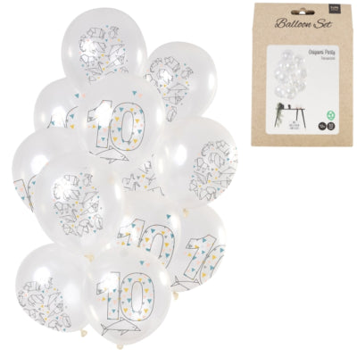 Folat Luftballons Origami Figur 10 Jahre 30 cm 12er Set | 24 Stück