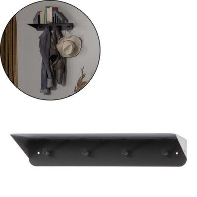 Holzgarderobe Kenan Metall schwarz 60 cm | 4 Stück