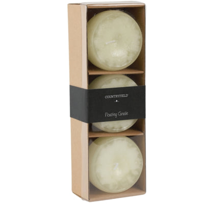 Countryfield Schwimmkerze Bollie Creme 7 x 5 cm 3er-Set | 12 Stück