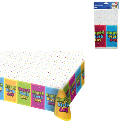 Folat Tischdecke Happy Birthday 130 x 180 cm | 24 Stück