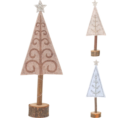 Deko-Weihnachtsbaum auf Sockel Filz natur 22 cm 3-fach sortiert | 36 Stück