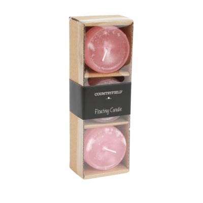 Countryfield Schwimmkerze Bollie Pink 5 cm 3er-Set | 24 Stück