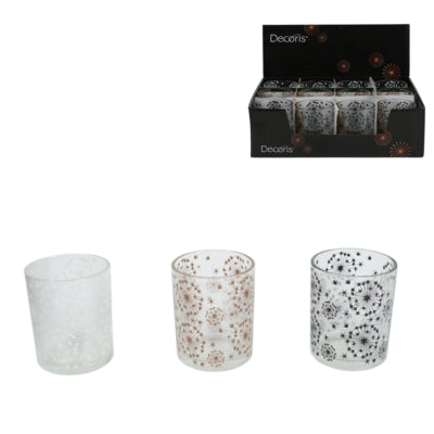 Teelichthalter Glas 8,3 cm 3-fach sortiert | 12 Stück