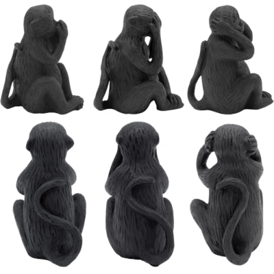 Bild Affen hören sehen Stille schwarz 12 cm 3er Set | 24 Stück