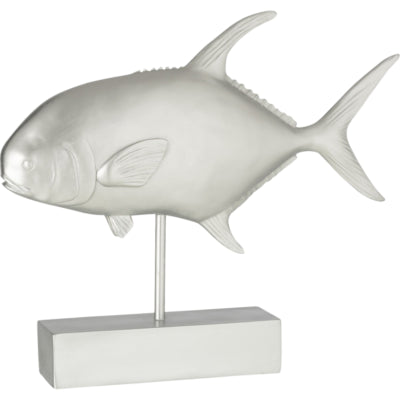 J-Line Statue zu Fuß tropischer Fisch silberfarben 51,5 cm | 2 Stk