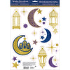 Amscan Fensteraufkleber orientalischer Glitzer goldfarben 30 x 43 cm | 24 Stück