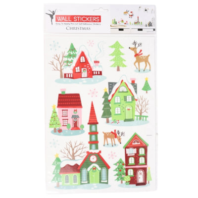 Wandaufkleber Weihnachtshäuser 42 x 25 cm | 48 Stück