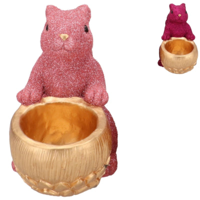 Daan Bugholzschale Jingle Eichhörnchen sitzend rosa 22 cm 2 sortiert | 6 Stück