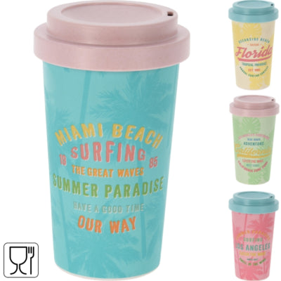Trinkbecher mit Deckel 400 ml 4-fach sortiert | 12 Stück