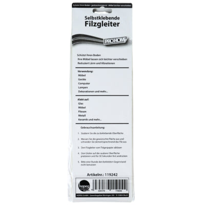 Pro Home Filz selbstklebend 9 x 25 cm 4-fach sortiert | 100 Stück