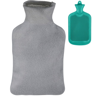 Relaxdays Wärmflasche mit Bezug türkisgrau 2 l | 6 Stück
