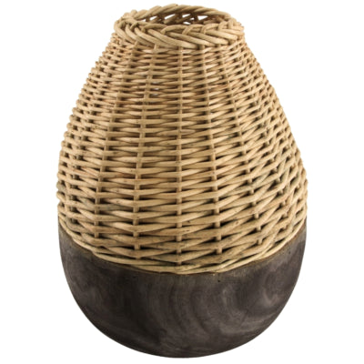 Vase Paulowniaholz schwarz natur 38 cm | 4 Stück