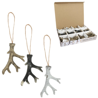 Geweih-Anhänger natur 9 cm 3-fach sortiert | 72 Stück