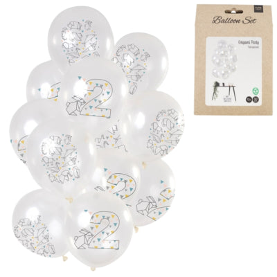 Folat Luftballons Origami Figur 2 Jahre 30 cm 12er Set | 24 Stück