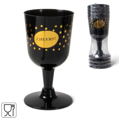 Senza Weingläser schwarz goldfarben 140 ml 4 Stück | 24 Stück