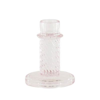 Housevitamin Kerzenständer Twist Glas rosa 10 cm | 24 Stück