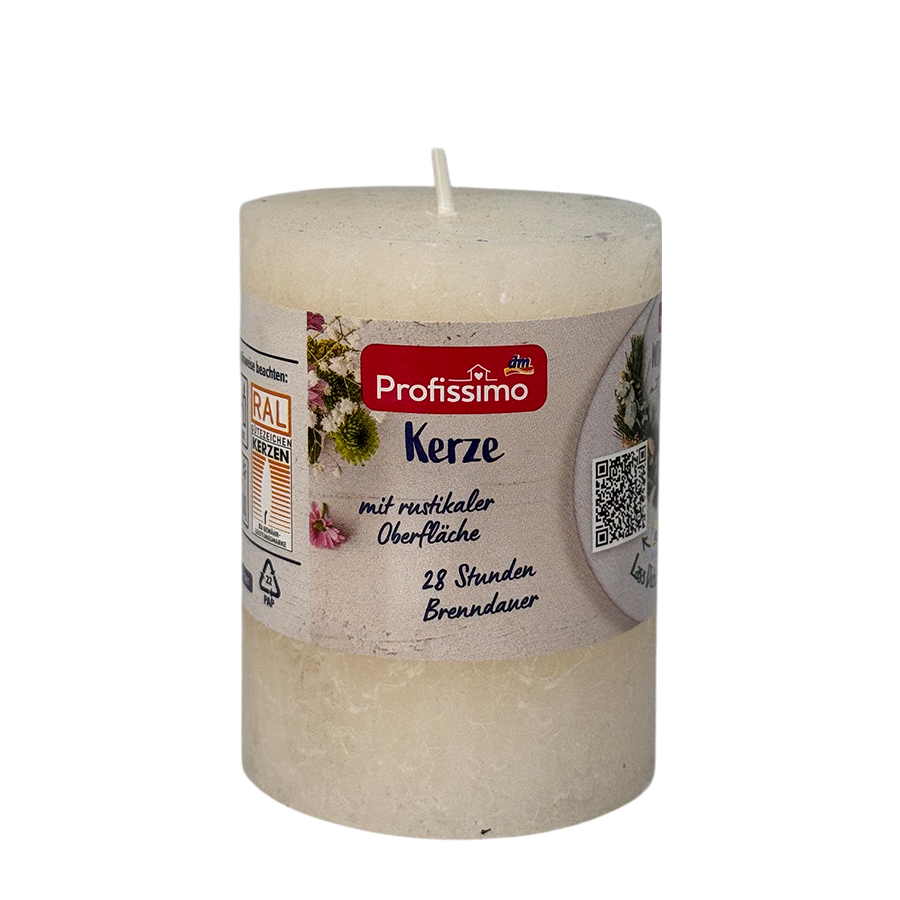 Profissimo rustikale Stumpenkerze Elfenbein 80 58mm