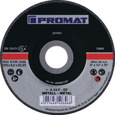 Promat tecwerk Schleifscheibe | d125xs6mm | gebogener Stahl | Loch 22,23 mm - 4000841321