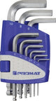 Promat tecwerk Set abgewinkelter Sechskant-Schraubendreher | 9-teiliger Kunststoffhalter | SW 1,5-10 mm | kurzer Kugelkopf S2-Stahl - 4000825123