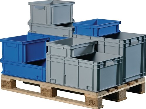 Promat tecwerk Transport-Stapelbehälter | L400xB300xH120mm | grauer PP-Muschelgriff | Seitenwände geschlossen - 9000447800